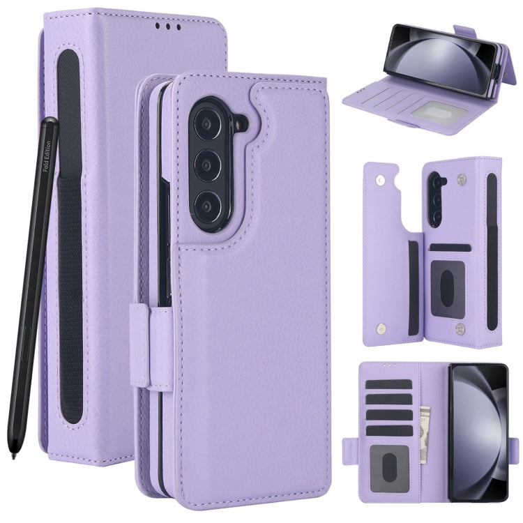 Solid Color Multifunctional Folding Leather Phone Case with Pen Slot