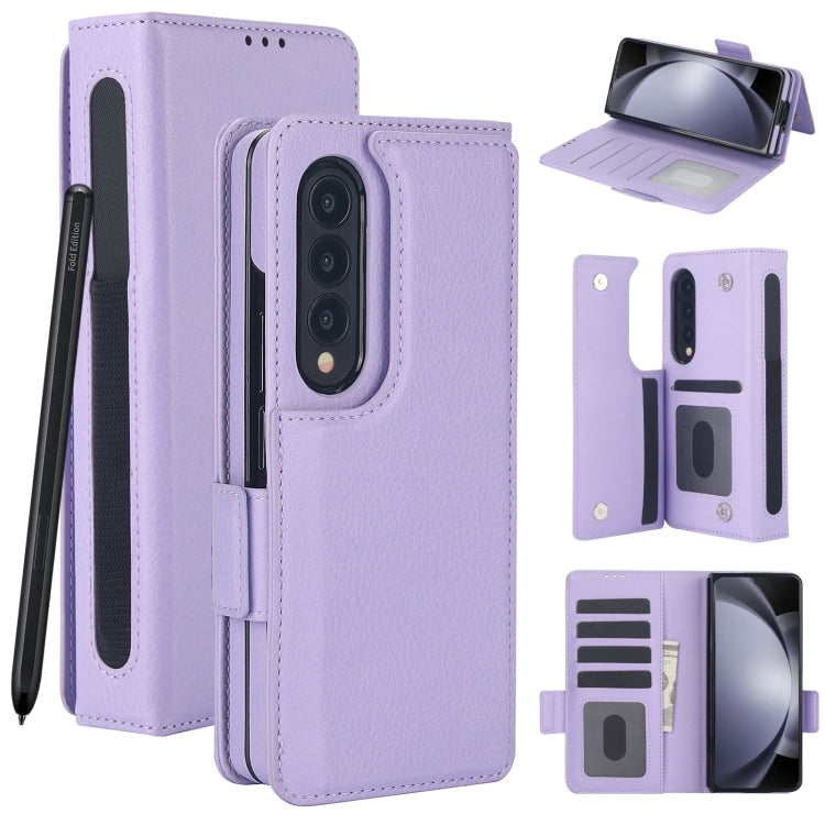 Solid Color Multifunctional Folding Leather Phone Case with Pen Slot