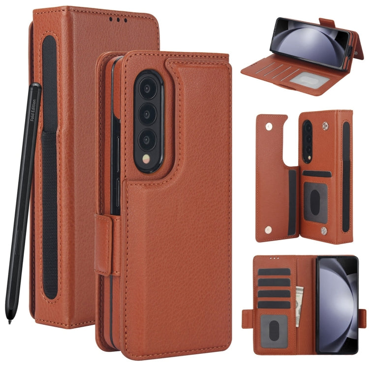 Solid Color Multifunctional Folding Leather Phone Case with Pen Slot