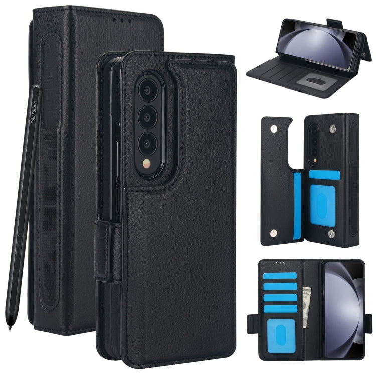 Solid Color Multifunctional Folding Leather Phone Case with Pen Slot