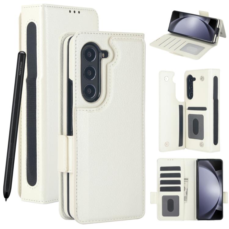 Solid Color Multifunctional Folding Leather Phone Case with Pen Slot