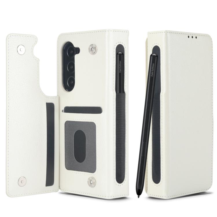 Solid Color Multifunctional Folding Leather Phone Case with Pen Slot