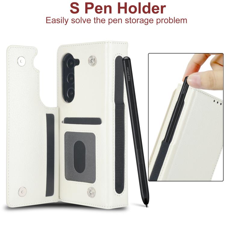 Solid Color Multifunctional Folding Leather Phone Case with Pen Slot