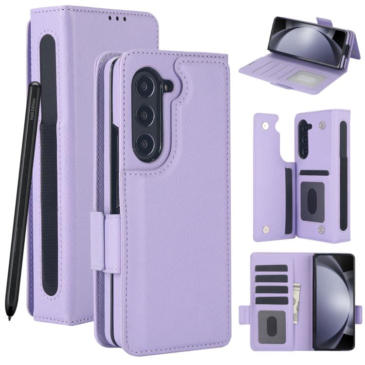 Solid Color Multifunctional Folding Leather Phone Case with Pen Slot