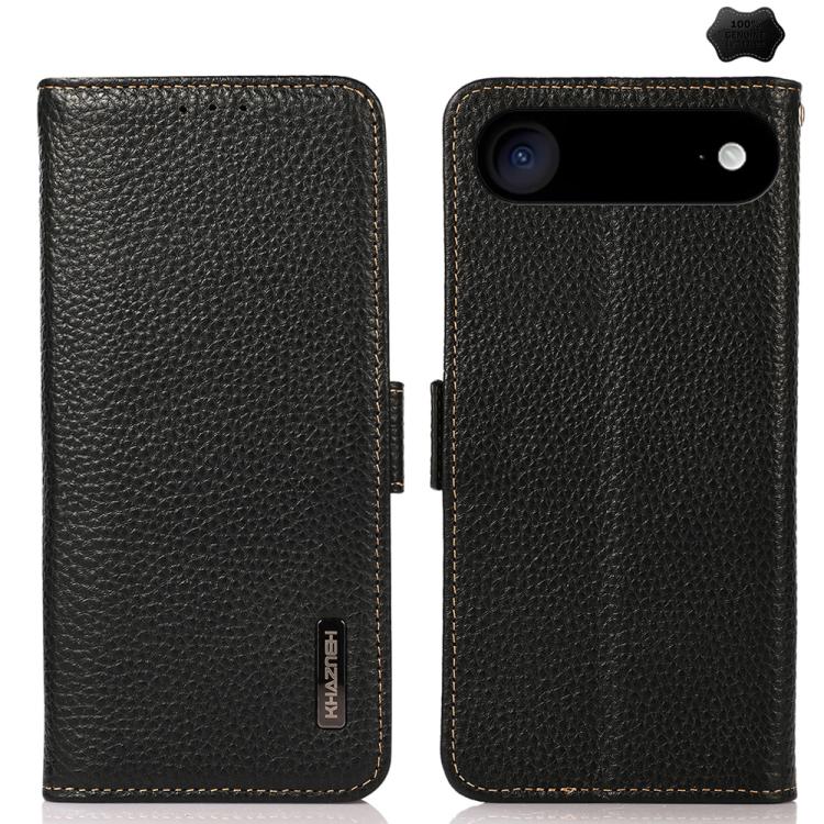 KHAZNEH Side-Magnetic Litchi Genuine Leather RFID Case