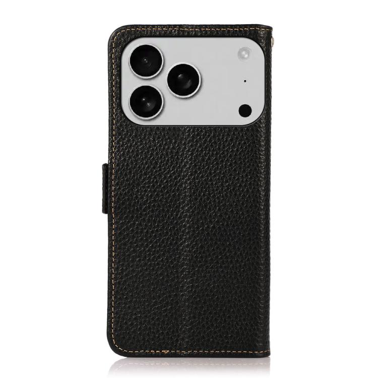 KHAZNEH Side-Magnetic Litchi Genuine Leather RFID Case