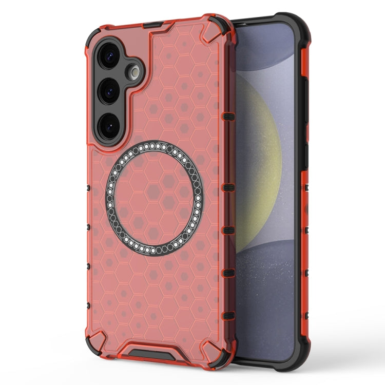 Honeycomb Magnetic Ring Shockproof Phone Case, For Samsung Galaxy S26+ 5G, For Samsung Galaxy S26 Ultra 5G, For Samsung Galaxy S26 5G, For Samsung Galaxy S25 Edge 5G, For Samsung Galaxy S25 5G, For Samsung Galaxy S25+ 5G, For Samsung Galaxy S25 Ultra 5...