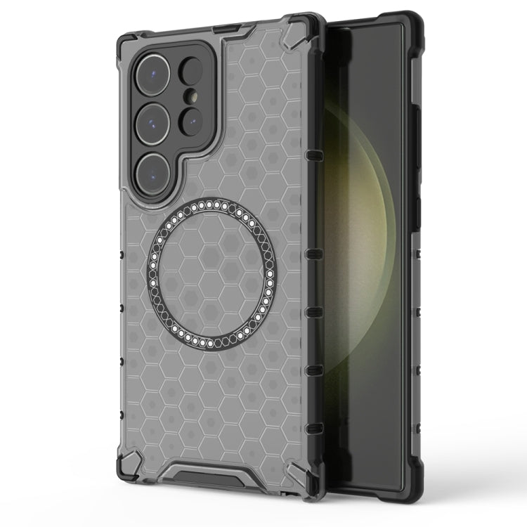 Honeycomb Magnetic Ring Shockproof Phone Case, For Samsung Galaxy S26+ 5G, For Samsung Galaxy S26 Ultra 5G, For Samsung Galaxy S26 5G, For Samsung Galaxy S25 Edge 5G, For Samsung Galaxy S25 5G, For Samsung Galaxy S25+ 5G, For Samsung Galaxy S25 Ultra 5...