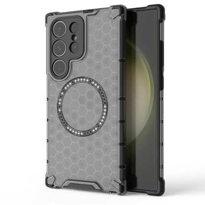 Honeycomb Magnetic Ring Shockproof Phone Case, For Samsung Galaxy S26+ 5G, For Samsung Galaxy S26 Ultra 5G, For Samsung Galaxy S26 5G, For Samsung Galaxy S25 Edge 5G, For Samsung Galaxy S25 5G, For Samsung Galaxy S25+ 5G, For Samsung Galaxy S25 Ultra 5...