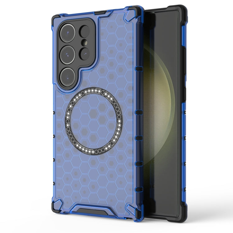 Honeycomb Magnetic Ring Shockproof Phone Case, For Samsung Galaxy S26+ 5G, For Samsung Galaxy S26 Ultra 5G, For Samsung Galaxy S26 5G, For Samsung Galaxy S25 Edge 5G, For Samsung Galaxy S25 5G, For Samsung Galaxy S25+ 5G, For Samsung Galaxy S25 Ultra 5...