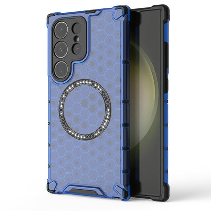 Honeycomb Magnetic Ring Shockproof Phone Case, For Samsung Galaxy S26+ 5G, For Samsung Galaxy S26 Ultra 5G, For Samsung Galaxy S26 5G, For Samsung Galaxy S25 Edge 5G, For Samsung Galaxy S25 5G, For Samsung Galaxy S25+ 5G, For Samsung Galaxy S25 Ultra 5...