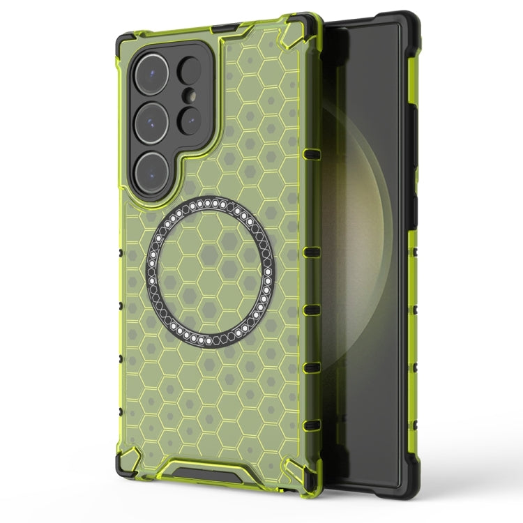 Honeycomb Magnetic Ring Shockproof Phone Case, For Samsung Galaxy S26+ 5G, For Samsung Galaxy S26 Ultra 5G, For Samsung Galaxy S26 5G, For Samsung Galaxy S25 Edge 5G, For Samsung Galaxy S25 5G, For Samsung Galaxy S25+ 5G, For Samsung Galaxy S25 Ultra 5...