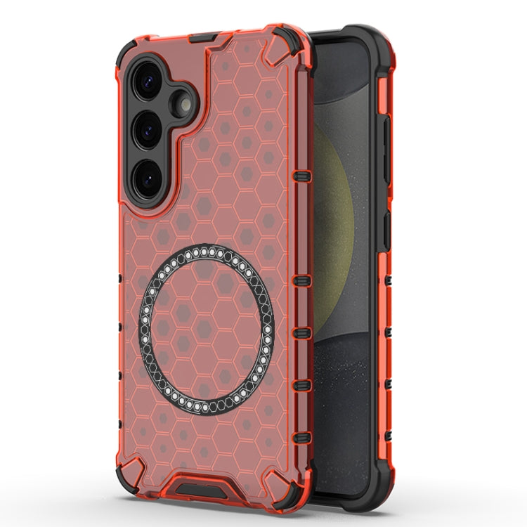 Honeycomb Magnetic Ring Shockproof Phone Case, For Samsung Galaxy S26+ 5G, For Samsung Galaxy S26 Ultra 5G, For Samsung Galaxy S26 5G, For Samsung Galaxy S25 Edge 5G, For Samsung Galaxy S25 5G, For Samsung Galaxy S25+ 5G, For Samsung Galaxy S25 Ultra 5...