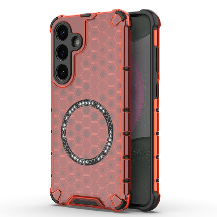 Honeycomb Magnetic Ring Shockproof Phone Case, For Samsung Galaxy S26+ 5G, For Samsung Galaxy S26 Ultra 5G, For Samsung Galaxy S26 5G, For Samsung Galaxy S25 Edge 5G, For Samsung Galaxy S25 5G, For Samsung Galaxy S25+ 5G, For Samsung Galaxy S25 Ultra 5...