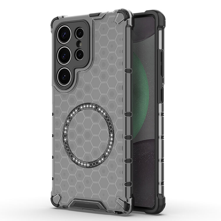 Honeycomb Magnetic Ring Shockproof Phone Case, For Samsung Galaxy S26+ 5G, For Samsung Galaxy S26 Ultra 5G, For Samsung Galaxy S26 5G, For Samsung Galaxy S25 Edge 5G, For Samsung Galaxy S25 5G, For Samsung Galaxy S25+ 5G, For Samsung Galaxy S25 Ultra 5...