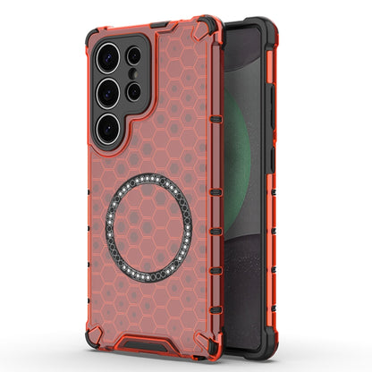 Honeycomb Magnetic Ring Shockproof Phone Case, For Samsung Galaxy S26+ 5G, For Samsung Galaxy S26 Ultra 5G, For Samsung Galaxy S26 5G, For Samsung Galaxy S25 Edge 5G, For Samsung Galaxy S25 5G, For Samsung Galaxy S25+ 5G, For Samsung Galaxy S25 Ultra 5...