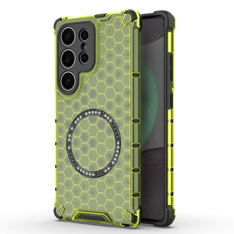Honeycomb Magnetic Ring Shockproof Phone Case, For Samsung Galaxy S26+ 5G, For Samsung Galaxy S26 Ultra 5G, For Samsung Galaxy S26 5G, For Samsung Galaxy S25 Edge 5G, For Samsung Galaxy S25 5G, For Samsung Galaxy S25+ 5G, For Samsung Galaxy S25 Ultra 5...