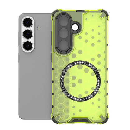 Honeycomb Magnetic Ring Shockproof Phone Case, For Samsung Galaxy S26+ 5G, For Samsung Galaxy S26 Ultra 5G, For Samsung Galaxy S26 5G, For Samsung Galaxy S25 Edge 5G, For Samsung Galaxy S25 5G, For Samsung Galaxy S25+ 5G, For Samsung Galaxy S25 Ultra 5...