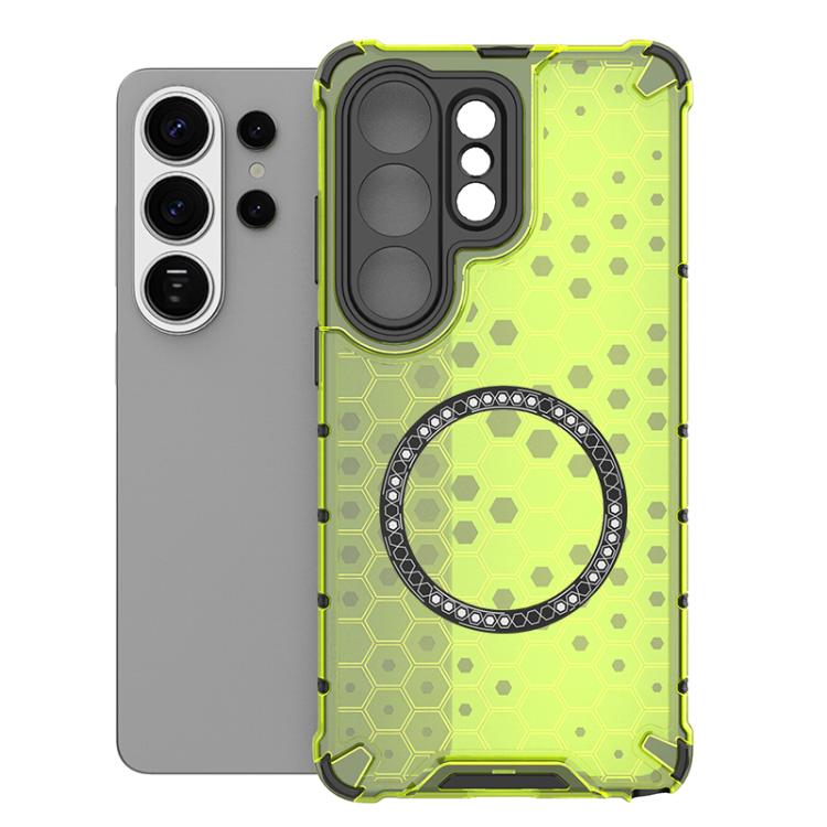 Honeycomb Magnetic Ring Shockproof Phone Case, For Samsung Galaxy S26+ 5G, For Samsung Galaxy S26 Ultra 5G, For Samsung Galaxy S26 5G, For Samsung Galaxy S25 Edge 5G, For Samsung Galaxy S25 5G, For Samsung Galaxy S25+ 5G, For Samsung Galaxy S25 Ultra 5...