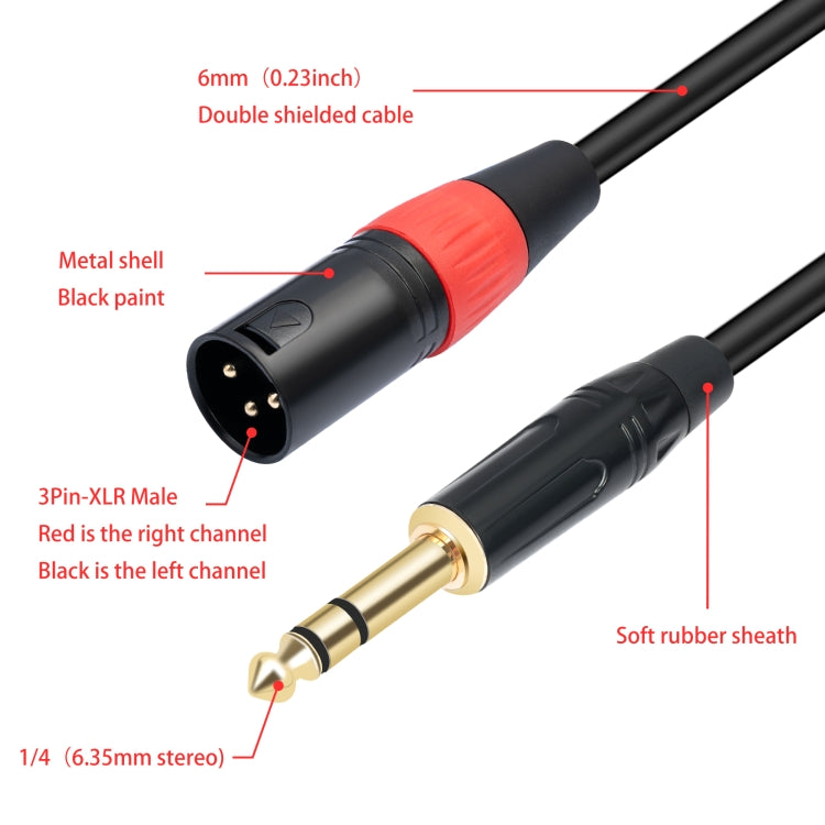 TC145YXK108RE-10 6.35mm 1/4 TRS Male to Dual XLR Male Audio Cable