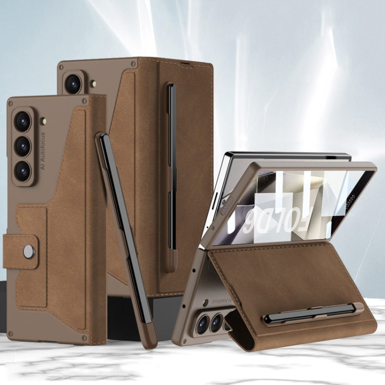 GKK Integrated Armor Flip Leather Case with Pen Slot, Stylus Not Included, For Samsung Galaxy Z Fold7 5G, For Samsung Galaxy Z Fold6