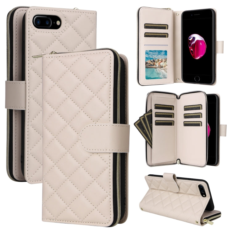 Crossbody Rhombic Zipper Tower Buckle Leather Phone Case with Lanyard