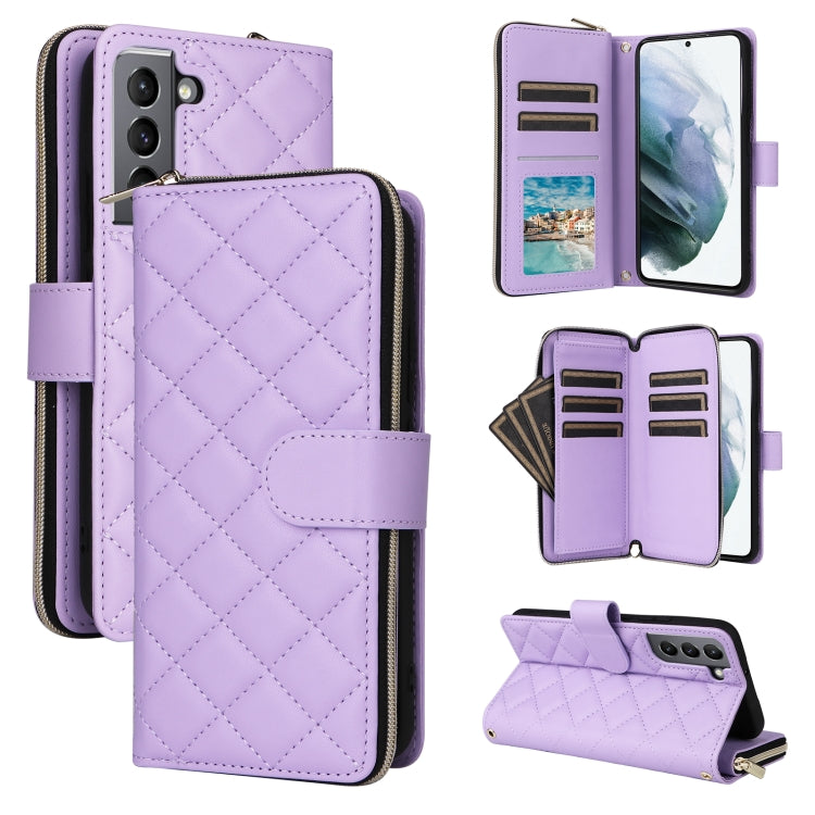 Crossbody Rhombic Zipper Tower Buckle Leather Phone Case with Lanyard, For Samsung Galaxy S22 5G, For Samsung Galaxy S21 FE 5G, For Samsung Galaxy S21 5G, For Samsung Galaxy S21+ 5G, For Samsung Galaxy S21 Ultra 5G