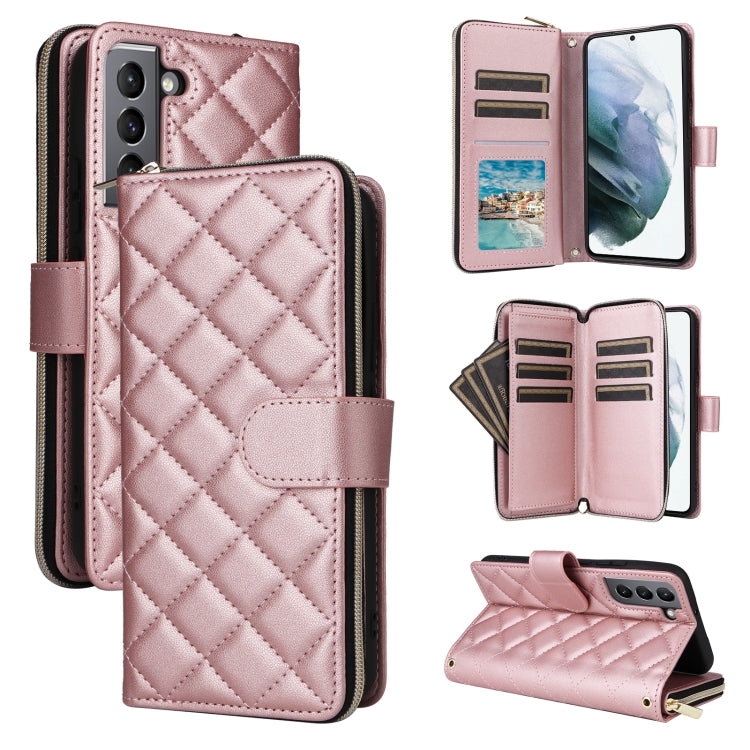 Crossbody Rhombic Zipper Tower Buckle Leather Phone Case with Lanyard, For Samsung Galaxy S22 5G, For Samsung Galaxy S21 FE 5G, For Samsung Galaxy S21 5G, For Samsung Galaxy S21+ 5G, For Samsung Galaxy S21 Ultra 5G