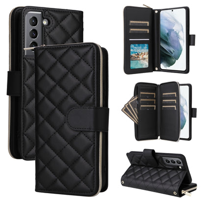 Crossbody Rhombic Zipper Tower Buckle Leather Phone Case with Lanyard, For Samsung Galaxy S22 5G, For Samsung Galaxy S21 FE 5G, For Samsung Galaxy S21 5G, For Samsung Galaxy S21+ 5G, For Samsung Galaxy S21 Ultra 5G