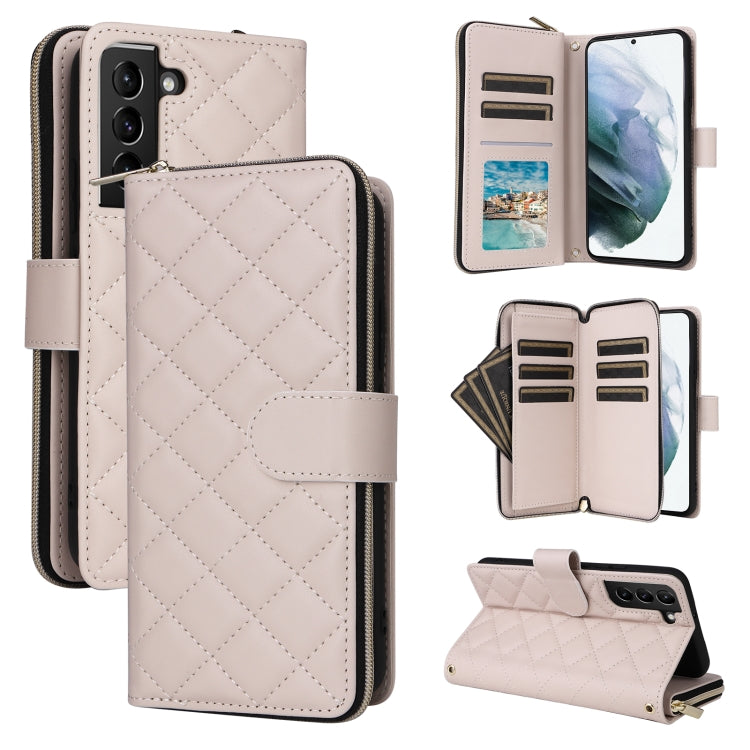 Crossbody Rhombic Zipper Tower Buckle Leather Phone Case with Lanyard, For Samsung Galaxy S22 5G, For Samsung Galaxy S21 FE 5G, For Samsung Galaxy S21 5G, For Samsung Galaxy S21+ 5G, For Samsung Galaxy S21 Ultra 5G