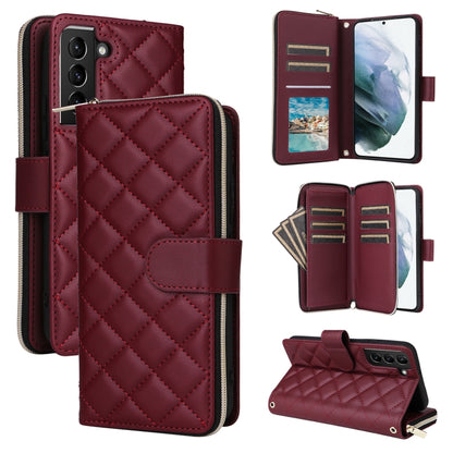 Crossbody Rhombic Zipper Tower Buckle Leather Phone Case with Lanyard, For Samsung Galaxy S22 5G, For Samsung Galaxy S21 FE 5G, For Samsung Galaxy S21 5G, For Samsung Galaxy S21+ 5G, For Samsung Galaxy S21 Ultra 5G