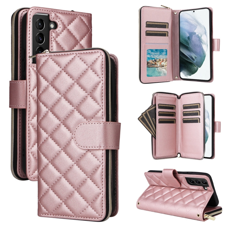 Crossbody Rhombic Zipper Tower Buckle Leather Phone Case with Lanyard, For Samsung Galaxy S22 5G, For Samsung Galaxy S21 FE 5G, For Samsung Galaxy S21 5G, For Samsung Galaxy S21+ 5G, For Samsung Galaxy S21 Ultra 5G