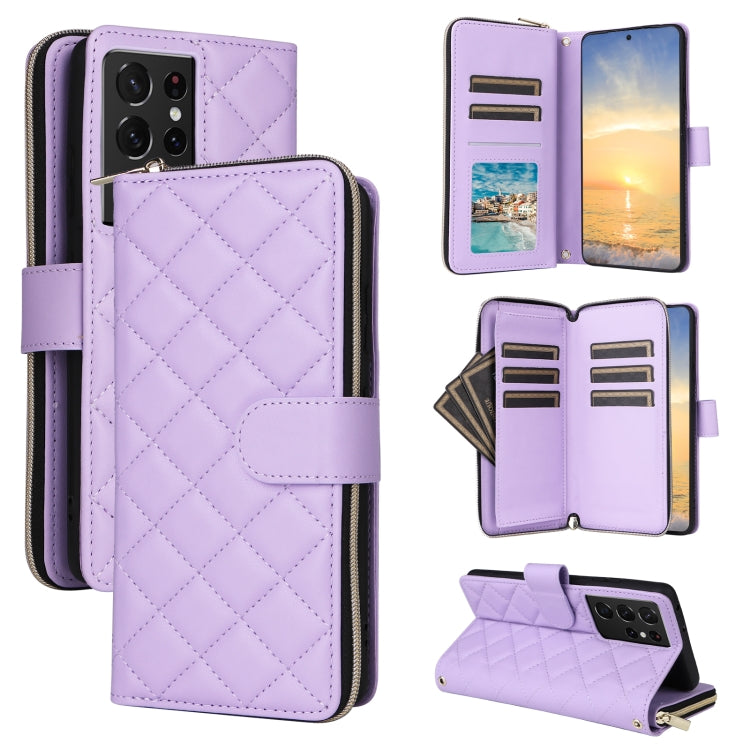 Crossbody Rhombic Zipper Tower Buckle Leather Phone Case with Lanyard, For Samsung Galaxy S22 5G, For Samsung Galaxy S21 FE 5G, For Samsung Galaxy S21 5G, For Samsung Galaxy S21+ 5G, For Samsung Galaxy S21 Ultra 5G