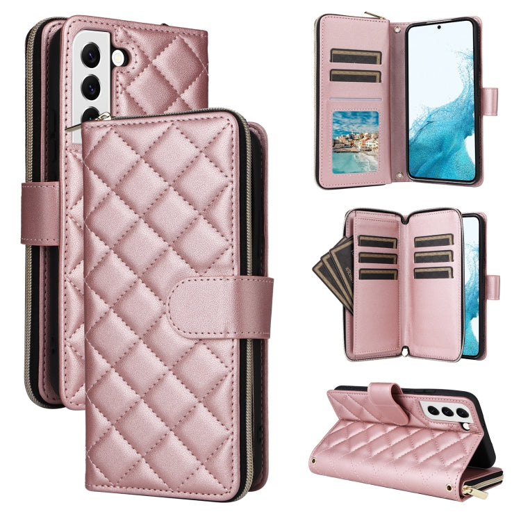 Crossbody Rhombic Zipper Tower Buckle Leather Phone Case with Lanyard, For Samsung Galaxy S22 5G, For Samsung Galaxy S21 FE 5G, For Samsung Galaxy S21 5G, For Samsung Galaxy S21+ 5G, For Samsung Galaxy S21 Ultra 5G