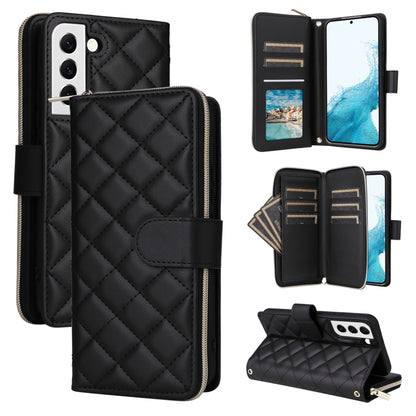 Crossbody Rhombic Zipper Tower Buckle Leather Phone Case with Lanyard, For Samsung Galaxy S22 5G, For Samsung Galaxy S21 FE 5G, For Samsung Galaxy S21 5G, For Samsung Galaxy S21+ 5G, For Samsung Galaxy S21 Ultra 5G