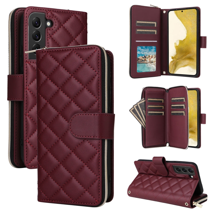 Crossbody Rhombic Zipper Tower Buckle Leather Phone Case with Lanyard, For Samsung Galaxy S24 Ultra 5G, For Samsung Galaxy S24+ 5G, For Samsung Galaxy S24 5G, For Samsung Galaxy S23 FE 5G, For Samsung Galaxy S23 Ultra 5G, For Samsung Galaxy S23+       ...