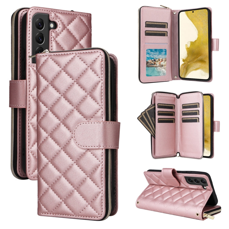 Crossbody Rhombic Zipper Tower Buckle Leather Phone Case with Lanyard, For Samsung Galaxy S24 Ultra 5G, For Samsung Galaxy S24+ 5G, For Samsung Galaxy S24 5G, For Samsung Galaxy S23 FE 5G, For Samsung Galaxy S23 Ultra 5G, For Samsung Galaxy S23+       ...