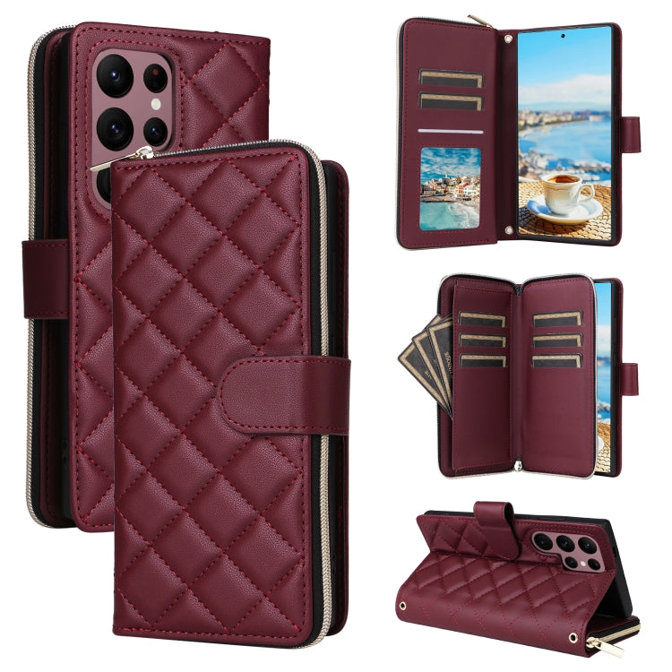 Crossbody Rhombic Zipper Tower Buckle Leather Phone Case with Lanyard, For Samsung Galaxy S24 Ultra 5G, For Samsung Galaxy S24+ 5G, For Samsung Galaxy S24 5G, For Samsung Galaxy S23 FE 5G, For Samsung Galaxy S23 Ultra 5G, For Samsung Galaxy S23+       ...