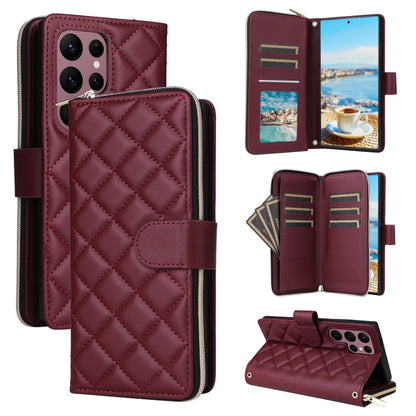 Crossbody Rhombic Zipper Tower Buckle Leather Phone Case with Lanyard, For Samsung Galaxy S24 Ultra 5G, For Samsung Galaxy S24+ 5G, For Samsung Galaxy S24 5G, For Samsung Galaxy S23 FE 5G, For Samsung Galaxy S23 Ultra 5G, For Samsung Galaxy S23+       ...