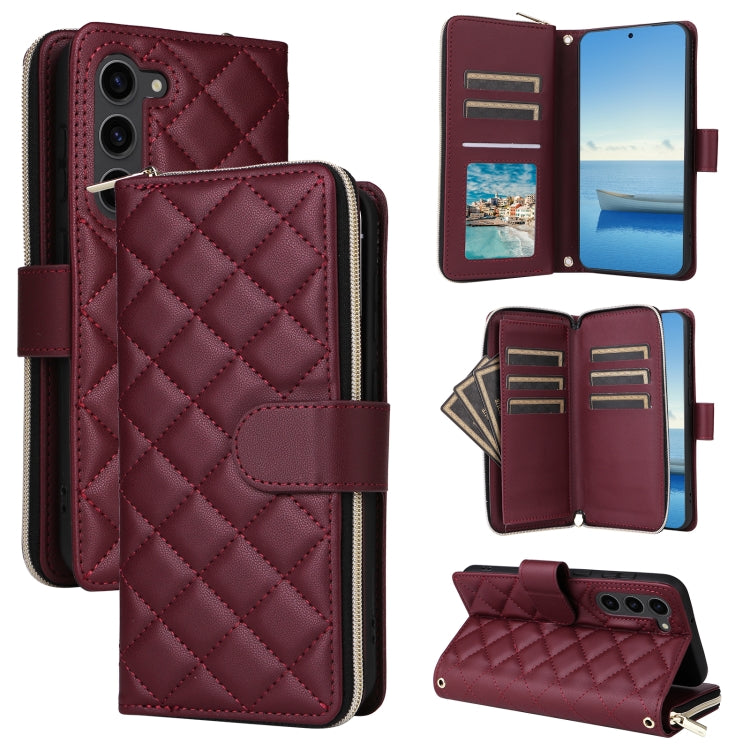 Crossbody Rhombic Zipper Tower Buckle Leather Phone Case with Lanyard, For Samsung Galaxy S24 Ultra 5G, For Samsung Galaxy S24+ 5G, For Samsung Galaxy S24 5G, For Samsung Galaxy S23 FE 5G, For Samsung Galaxy S23 Ultra 5G, For Samsung Galaxy S23+       ...