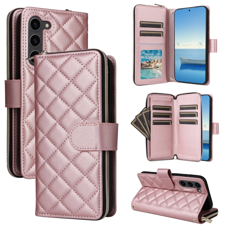 Crossbody Rhombic Zipper Tower Buckle Leather Phone Case with Lanyard, For Samsung Galaxy S24 Ultra 5G, For Samsung Galaxy S24+ 5G, For Samsung Galaxy S24 5G, For Samsung Galaxy S23 FE 5G, For Samsung Galaxy S23 Ultra 5G, For Samsung Galaxy S23+       ...