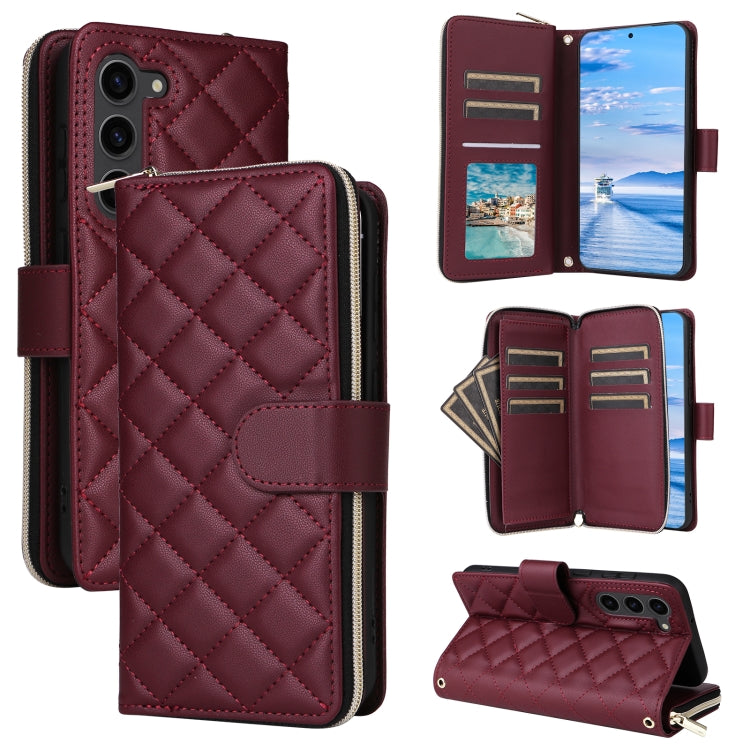 Crossbody Rhombic Zipper Tower Buckle Leather Phone Case with Lanyard, For Samsung Galaxy S24 Ultra 5G, For Samsung Galaxy S24+ 5G, For Samsung Galaxy S24 5G, For Samsung Galaxy S23 FE 5G, For Samsung Galaxy S23 Ultra 5G, For Samsung Galaxy S23+       ...