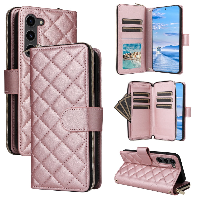 Crossbody Rhombic Zipper Tower Buckle Leather Phone Case with Lanyard, For Samsung Galaxy S24 Ultra 5G, For Samsung Galaxy S24+ 5G, For Samsung Galaxy S24 5G, For Samsung Galaxy S23 FE 5G, For Samsung Galaxy S23 Ultra 5G, For Samsung Galaxy S23+       ...