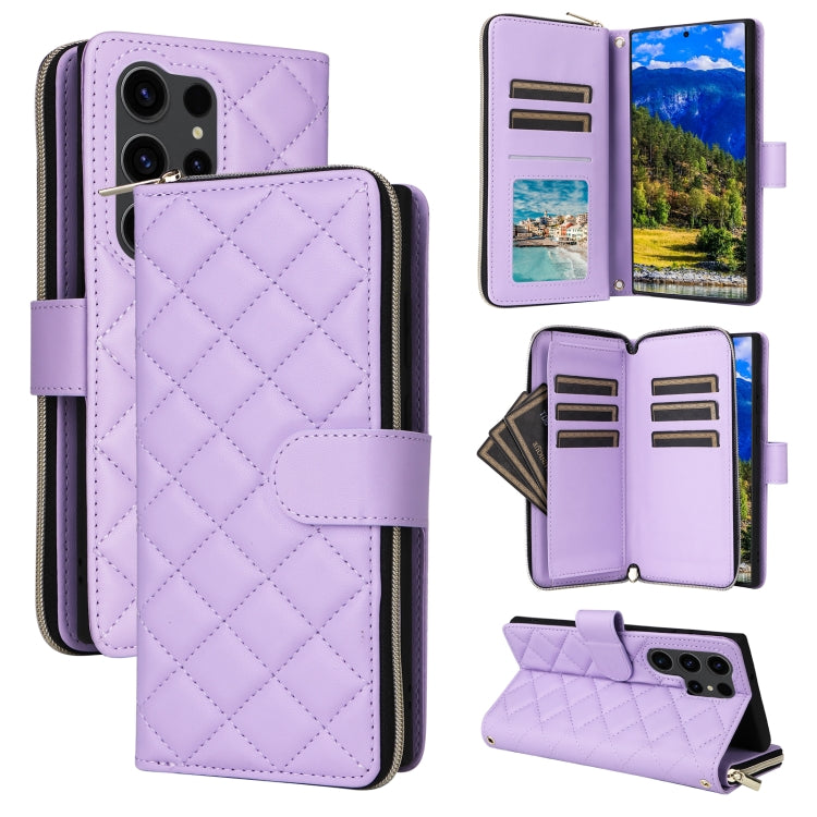Crossbody Rhombic Zipper Tower Buckle Leather Phone Case with Lanyard, For Samsung Galaxy S24 Ultra 5G, For Samsung Galaxy S24+ 5G, For Samsung Galaxy S24 5G, For Samsung Galaxy S23 FE 5G, For Samsung Galaxy S23 Ultra 5G, For Samsung Galaxy S23+       ...