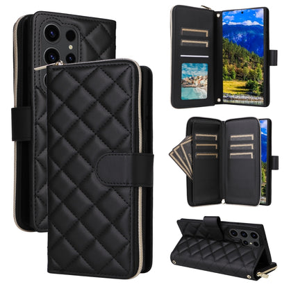 Crossbody Rhombic Zipper Tower Buckle Leather Phone Case with Lanyard, For Samsung Galaxy S24 Ultra 5G, For Samsung Galaxy S24+ 5G, For Samsung Galaxy S24 5G, For Samsung Galaxy S23 FE 5G, For Samsung Galaxy S23 Ultra 5G, For Samsung Galaxy S23+       ...