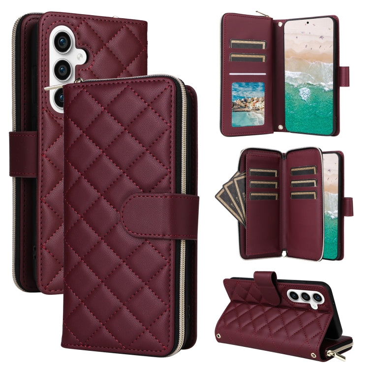 Crossbody Rhombic Zipper Tower Buckle Leather Phone Case with Lanyard, For Samsung Galaxy S24 Ultra 5G, For Samsung Galaxy S24+ 5G, For Samsung Galaxy S24 5G, For Samsung Galaxy S23 FE 5G, For Samsung Galaxy S23 Ultra 5G, For Samsung Galaxy S23+       ...