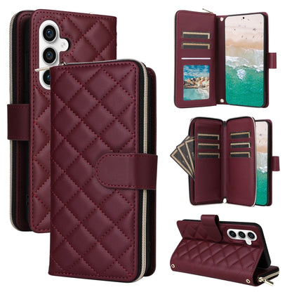 Crossbody Rhombic Zipper Tower Buckle Leather Phone Case with Lanyard, For Samsung Galaxy S24 Ultra 5G, For Samsung Galaxy S24+ 5G, For Samsung Galaxy S24 5G, For Samsung Galaxy S23 FE 5G, For Samsung Galaxy S23 Ultra 5G, For Samsung Galaxy S23+       ...
