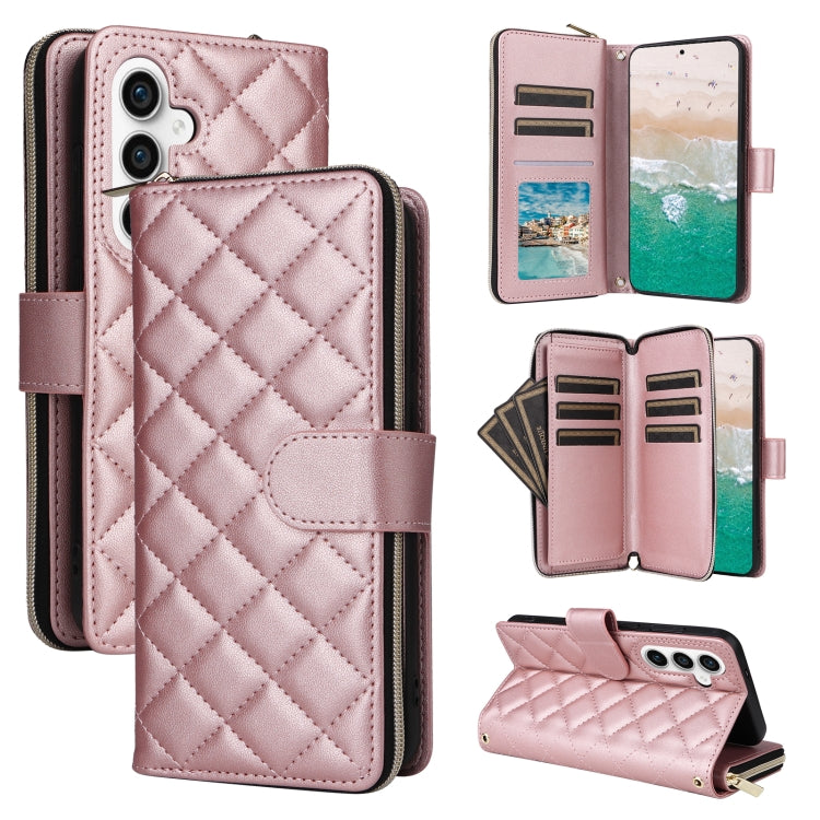 Crossbody Rhombic Zipper Tower Buckle Leather Phone Case with Lanyard, For Samsung Galaxy S24 Ultra 5G, For Samsung Galaxy S24+ 5G, For Samsung Galaxy S24 5G, For Samsung Galaxy S23 FE 5G, For Samsung Galaxy S23 Ultra 5G, For Samsung Galaxy S23+       ...
