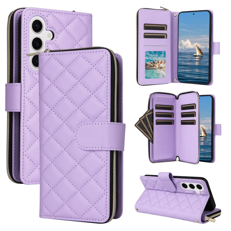 Crossbody Rhombic Zipper Tower Buckle Leather Phone Case with Lanyard, For Samsung Galaxy S24 Ultra 5G, For Samsung Galaxy S24+ 5G, For Samsung Galaxy S24 5G, For Samsung Galaxy S23 FE 5G, For Samsung Galaxy S23 Ultra 5G, For Samsung Galaxy S23+       ...