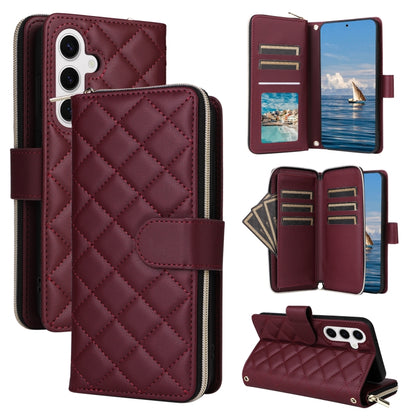 Crossbody Rhombic Zipper Tower Buckle Leather Phone Case with Lanyard, For Samsung Galaxy S24 Ultra 5G, For Samsung Galaxy S24+ 5G, For Samsung Galaxy S24 5G, For Samsung Galaxy S23 FE 5G, For Samsung Galaxy S23 Ultra 5G, For Samsung Galaxy S23+       ...